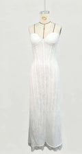 Elegant Women's Strapless Lace Long Dress Sexy Corset Maxi Dresses Summer Evening Party Cocktail Prom Wedding Guest Red Black