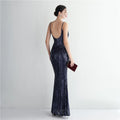 Women Strap Party Maxi Dress Sexy V Neck Evening Dress Celebrity Purple Sequin Dress Long Prom Formal Occasion  Dress