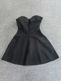 Black Red Women Sexy Strapless Shinning Crystal A-Line Mini Bandage Dress Celebrate Christmas Nightclub Party Outfit