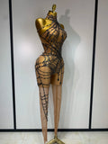 Sparkly Diamond Women Sexy Mesh Jumpsuit Nightclub Bar Party Show Gogo Dancer Clothing Drag Queen Outfit Stage Costume