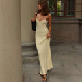 Sexy Knitted Suspender Dress For Women Summer Plunge Slim Long Dress High Waist Elegant Rib Knit Dress Vacation Clothes