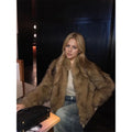 Winter Faux Fur Long Sleeves Short Coat Women Luxury Stand Collar Fluffy Furry Jacket Warm Elegant Lady Fashion Plush Coats 2026