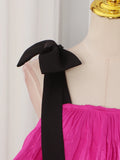 Hit Color Ruffles Cake Maxi Dress for Women Square Collar Off The Shoulder Spliced Bow Evening Temperament Dresses Female