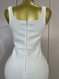 Women Sexy Square Neck Sleeveless Bodycon Bandage Mini Dress Luxury Beaded Tropical Fruit Eveing Party Vacation NightClub Outfit
