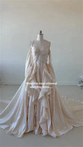 Customized Luxury Ruffled Bell Sleeves Wedding Dresses Spaghetti Straps Bridal Gowns Court Train Wedding Gowns 2026