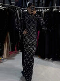 Sparkly Diamond Women Long Sleeve Sexy Bodycon Long Bandage Dress Evening Party Elegant Red Carpet Birthday Fashion Outfi