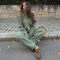 Women Solid Turtleneck Cable Knit Sweater Wide Pants 2 Piece Set Long Sleeve Half Zip Pullover 2026 Casual Loungewear Suit