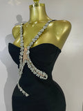 Elegant Sprkly Diamonds Sexy Halter  Sleeveless Maxi Long Bodycon Bandage Dress Women Luxury Birthday Eveing Party Club Dress