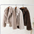 Chic Street Girls Gradient Faux Fur Jacket Women Winter 2026 Fashion Fluffy Fox Fur Coat Female Luxury Outerwear