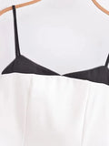Hit Color Slimming Tube Top for Women Square Collar Sleeveless Spliced Lace Edge Backless Temperament Vests Female