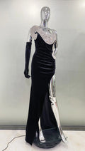 Women Celebrity Sexy Strapless Backless Diamonds Beading Maxi Long Gowns Dress Elegant Evening Party Club Dress Vestido