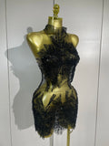 2026 NEW Women Sexy Mesh See Through Pearl Lace Party Mini Dress Celebrate Birthday Photo Shoot Wear Performance Stage Costume