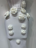 Newest Women Sexy Strapless Backless Red Flower Midi Bandage Dress Celebirty Elegant Evening Club Party Birthday Dresses