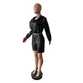 Smooth Hipster 2-Piece Set Women Tracksuit Fall Zip Hooded Jacket+Shorts Matching Activity Simple Streetwear Outfits