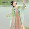 Olivegirl Embroidered Lotus Hanfu Dress Cute Tang Style Cross Dyed Elegant Lady Vintage Stage Costume Dance Hanfu Sets Cosplay