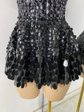 Sexy Women Short Sleeve Sparkly Sequins Stage Dress Luxury Evening Party Nightclub Performance Costume Stage Wear