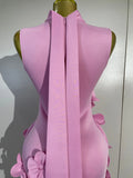 Elegant Celebrity Evening Party Prom Gown Fashion Luxury Birthday Dresses Women Pink 3D Flower Sexy Sleeveless A-Line Long Dress