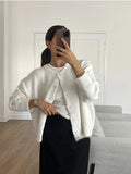 Women's Grey Wool Knitted Cardigan Elegant Button Large Size Sweater Knitwears Cardigans New Winter Fall Clothes Gray Red White