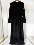 High Quality Sparkling Diamond Slim Long Dress Long Sleeve Black Women's Elegant Celebrity Evening Birthday Party Gowns