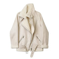 The new  women's jacket with extra thick warm and extra thick lamb feather rider jacket with artificial fur