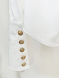2026 Summer New Fashion White Shirt With Rose Metal Buckle Printed Short Skirt Two Piece Set Blouse Mini Skirt Set Outfit