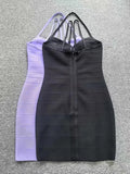 Black Purple Spaghetti Strap Women Mini Bandage Dress Bodycon Sexy Bodycon Party Club Dress XL Classic Vestido