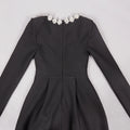 Black Red Color Women Long Sleeve Sexy Square Collar A-Line Mini Bandage Dress Fashion Celebrate Birthday Party Dress Vestido