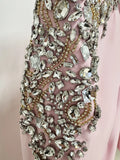 New Arrivals Fashion Luxury Diamond Slim Midi Dress Pink Women'S Long Sleeves Female Formal Dinner Gowns