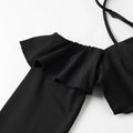 Solid Two Piece Set  for Women Halter Sleeveless Top High Waist Temperament Long Skirt Sets Female