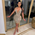 Sexy Pearl Beading Rhinestone Dress Women Luxury Nightclub Party Birthday Appliques Rhinestones Summer Dress Women 2025