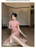 Chinese Style Dress Qipao Traditional Clothing Retro Young Improved Short Sleeve Cheongsam Dress Slim for Women Clothes Wedding