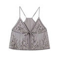 Sexy Sequined Women's Sling Top Irregular Hem Pleated V-neck Sleeveless Backless Vest 2026 Summer Lady Beach Chic Camisole