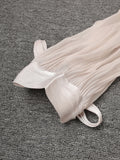 Solid Spliced Ruffles Folds Long Elegant Dresses for Women Lace Up Stand Neck Long Sleevs Tunic Temperament Dress Female