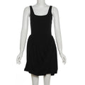 Irregular Plunge Square Collar Suspender Dress For Women Solid Color Sleeveless Backless Summer Clubs Party Ruched Dress