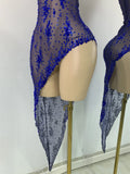 Sparkly Gold Design Evening Party Dress Luxury Rhinestones See Through Sexy Women's Clothing Mesh Stretch Birthday Dresses