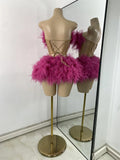 Sparkly Sequins Strapless Top Mini Skirt Sets Luxury Mesh Backless Women's Outfit Two Pieces Birthday Celebrate Stage Wear