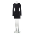 Black Red Color Women Long Sleeve Sexy Square Collar A-Line Mini Bandage Dress Fashion Celebrate Birthday Party Dress Vestido
