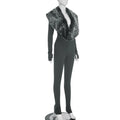 Furry Deep V-Neck Jumpsuits Woman Hipster Patchwork Trend Sexy Stretch Fitness Club Activity Luxury Midnight Overalls