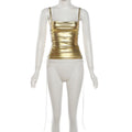 Sexy Bandage Hollow Out Women's Sling Top Slim Sleeveless Backless Pleated Female Vest 2026 Summer Beach Holiday All-match Vests