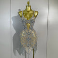 Women Evening Party Luxury Birthday Dress Photo Shoot  Stage Outfit  Sparkly Diamonds Tassel Mesh Transparent Bodycon Mini Dress