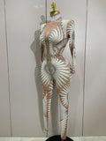 Costume Sparkly Diamond Women Sexy Mesh Jumpsuit Nightclub Bar Party Show Gogo Dancer Clothing Drag Queen Outfit