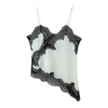 See Througth Lace Edge Tank Tops for Women V Neck Sleeveless Pathwork Hollow Out Sexy Fashionable Vest Female New
