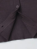 White Ribbed Knit Two Piece Set for Women Slim Button Accent Cardiagns Low Waist Loose Pant Suit for Casual Outings