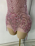 Wome Sexy Sparkly Diamond Halter Backless Bodycon See Through Outfit Birthday Dress Dancer Nightclub Performance Stage Costume