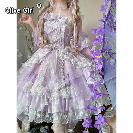 Olive Girl Romantic Lolita Dress for Ren Faire 2026 Fairycore Photoshoot Everyday Wear S-L XS-3XL Plus Size Romantic Cottagecore Garden Party Editorial Not Costume Lolita Dress Chinese Heritage Fashion Women