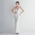 Women Strap Party Maxi Dress Sexy V Neck Evening Dress Celebrity Purple Sequin Dress Long Prom Formal Occasion  Dress