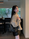 Retro Suede Coat Women's Hong Kong Style Double Breasted Suit Collar Winter New Arrival Chic Lightweight Luxury Coat
