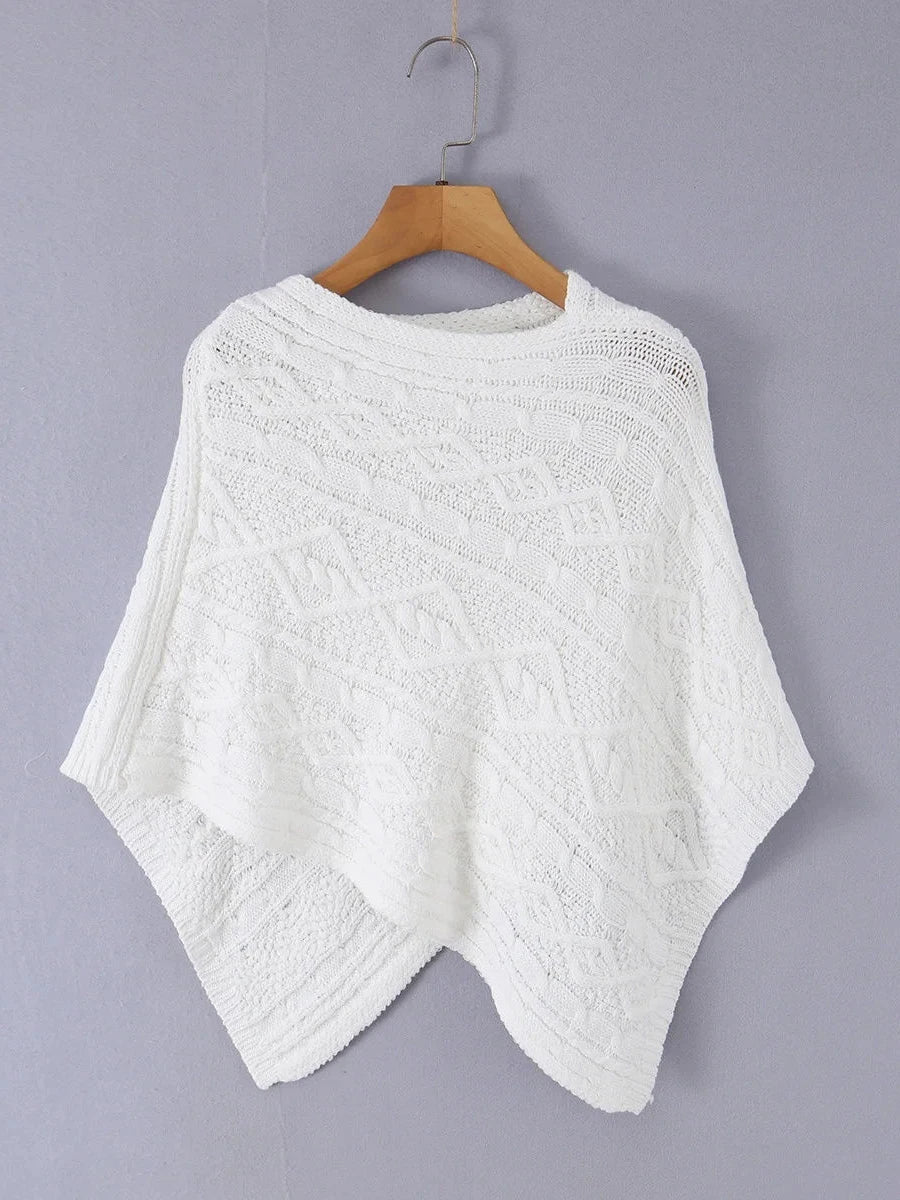 Casual Knit Women Shawls Round Neck Sleeveless Asymmetric Shawl for Vacation Street Outing Wear Fashion Summer New