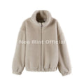 Hot Street Fashion Girls Luxury Fuzzy Mink Fur Bomber Jacket Women Winter Oversized Chunky Faux Fur Coat Warm Outerwear