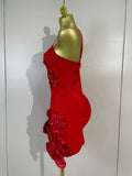 Luxury Party Prom Gown Birthday Wedding Guest Dresses Elegant Chic 3D Beaded Flower Spaghetti Strap Short Bodycon Bandage Dress